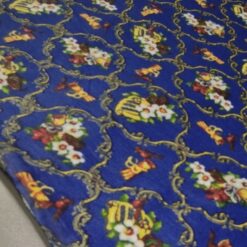 🎄 Svečani poplin - kraljevsko moder z zlato-božičnimi motivi