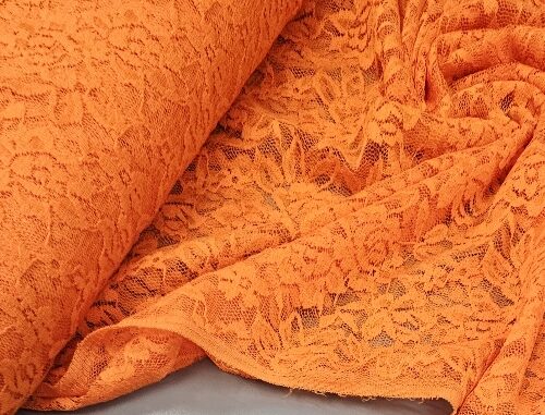 Čipka - oranžna, elastična  ZADNJI KOS 1,50 m / 12,50 €