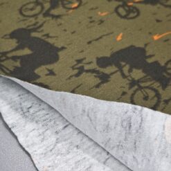 Jersey otroški, bombažni - z olivno zelenim vzorcem kolesarjev (črna in oranžna)