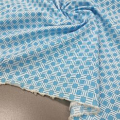 🎁 SUPER CENA - modro-beli poplin z geometrijskim vzorcem