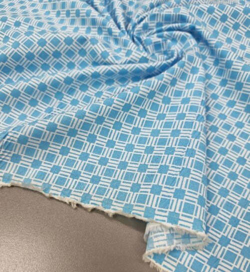 🎁 SUPER CENA - modro-beli poplin z geometrijskim vzorcem