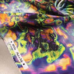 Svila satenirana - multicolor fantasy v vijolično-zelenih tonih