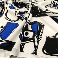 Jersey s potiskom modro-črnih torbic - trendovska tkanina