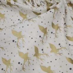 🎄 Svečani poplin - bel s zlatim božičnim motivom