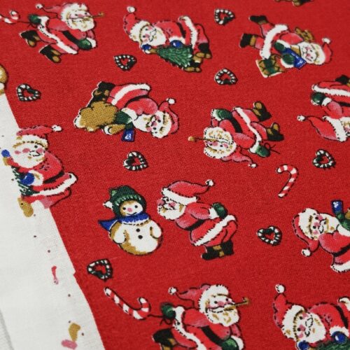 🎅 Božični poplin - rdeč z božički