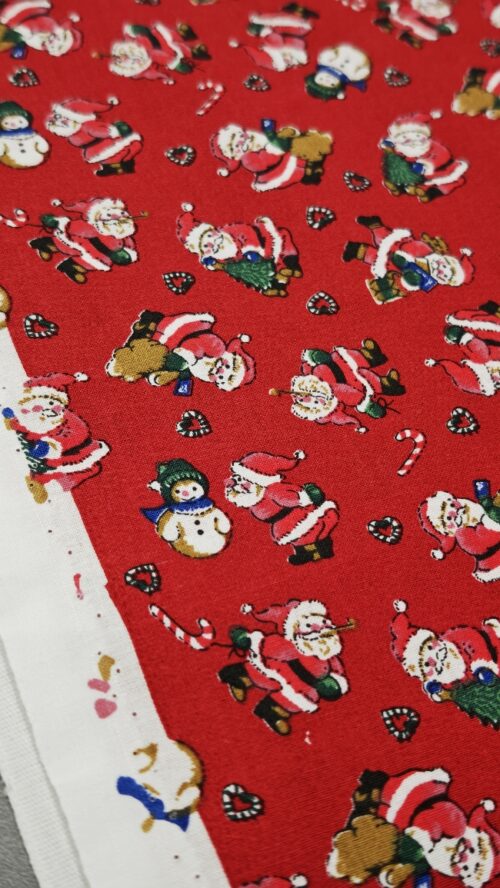 🎅 Božični poplin - rdeč z božički