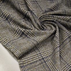 Elastičen jersey z modrim karom in srebrnim lurexom