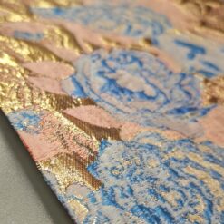 🌟 Baročni žakard v zlato-modrih in roza tonih - obojestranski