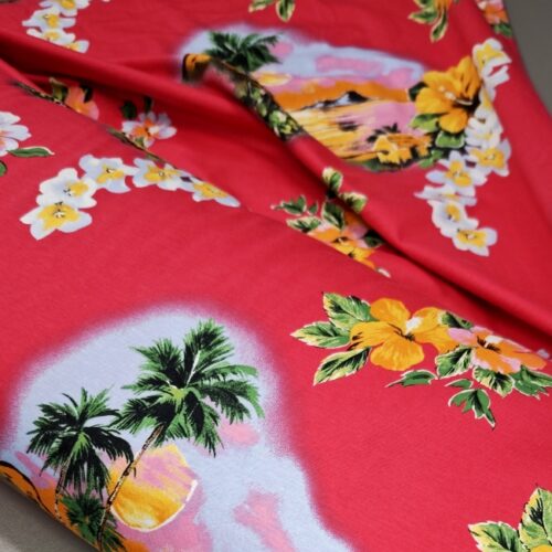 🎁 Rdeč bombažni tropski jersey Honolulu