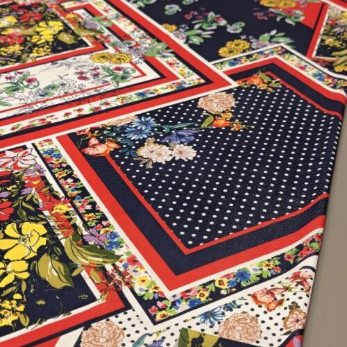 Rdeče-modra lycra s patchwork vzorcem