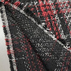 Boclé - črno-rdeč s srebrnim leskom