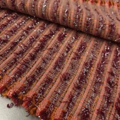 🌟 Bouclé - terakota s srebrnimi nitmi - tkanina za jakne