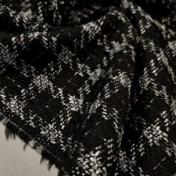 🌟 Črno-siv bouclé s srebrnimi nitmi - tkanina za jakne in plašče