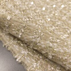 🌟 Zlato-zelen bouclé z bleščicami