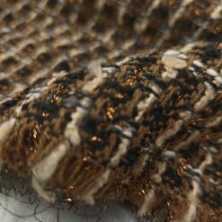 🌟 Rjavo-bakren bouclé za plašče in jakne z bakrenim sijajem