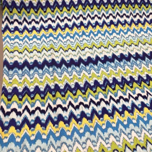 Bombažni jersey - turkizno-moder Missoni stil