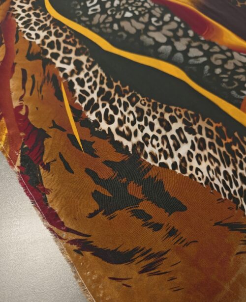 Svila - animal print - bordo/zlata - rahlo elastična
