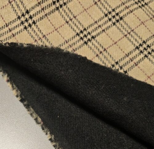 Volnen double-face Burberry stil - bež angleški karo za plašče in jakne