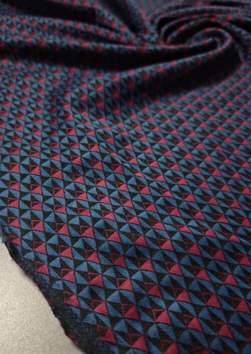 Petrol moder elastični žakard jersey - bordo geometrija